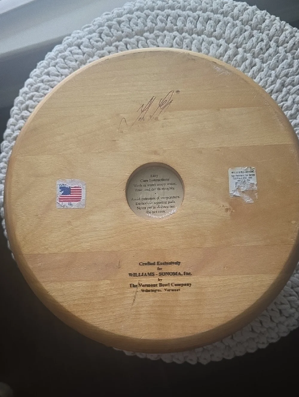 Williams Sonoma light brown wooden decorative bowl